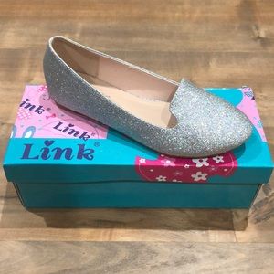 Girls Sparkle Flats Silver/Rainbow, Link Shoes